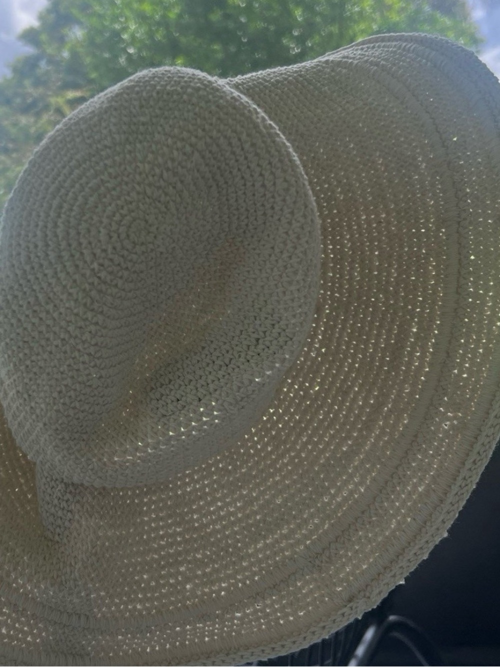 Classic Wide-Brim Crochet Sun Hat - Ivory